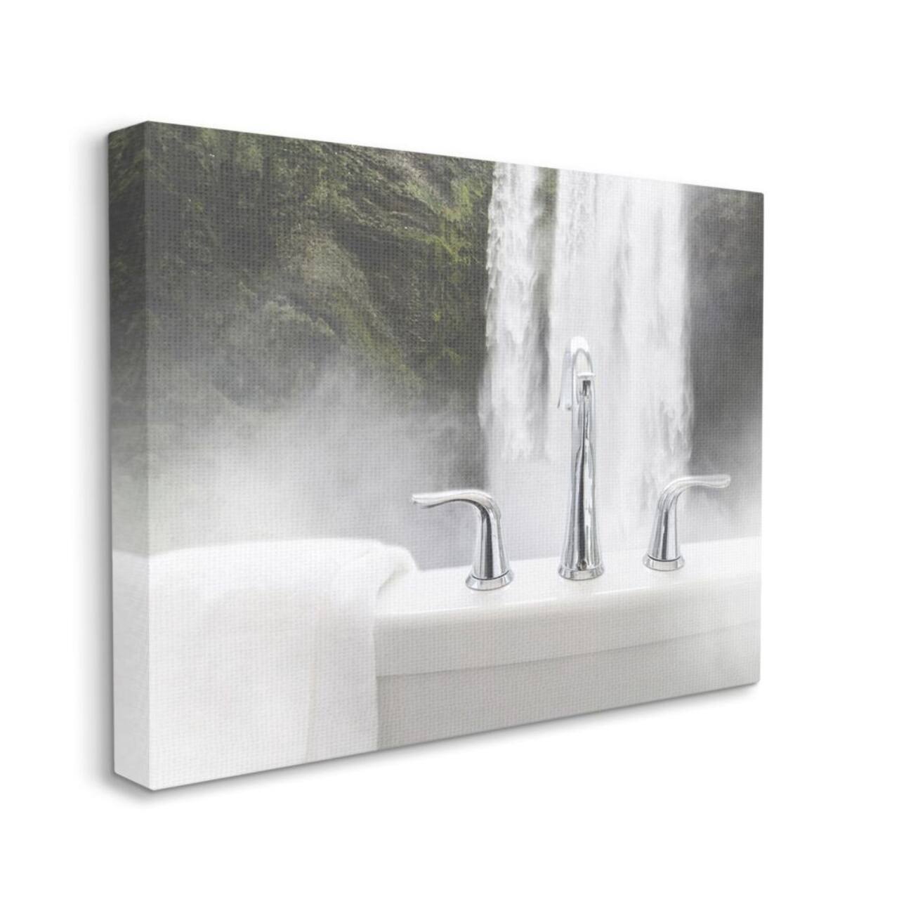 Stupell Industries Waterfall Bath Time Bathroom Canvas Wall Art